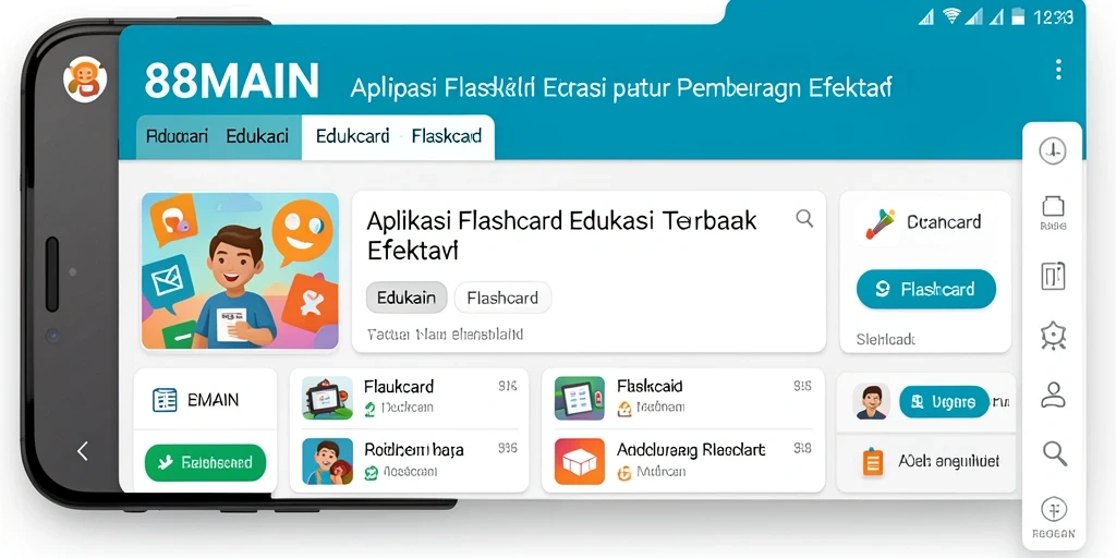 Antarmuka aplikasi Flashcard 88MAIN yang interaktif dan user-friendly.