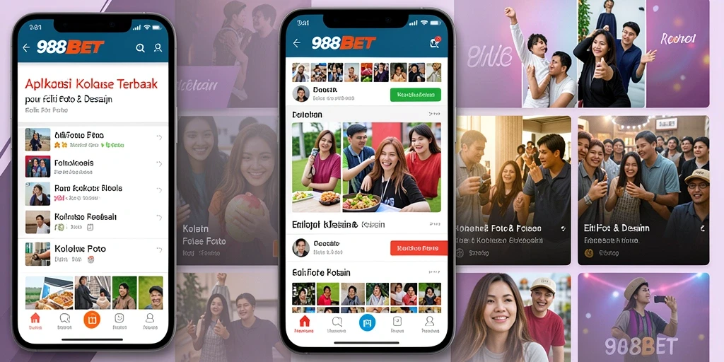 Antarmuka utama 988BET dengan fitur Kolase Foto yang menarik.