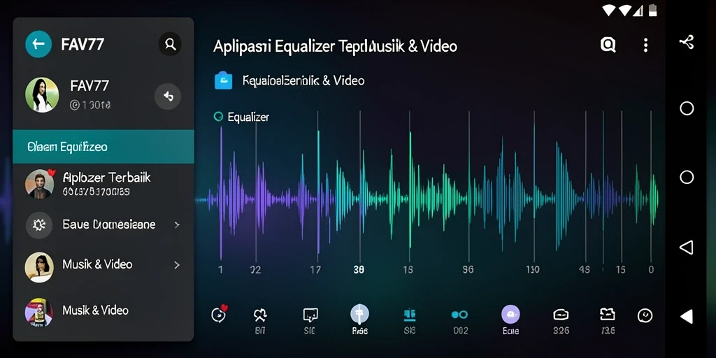 Screenshot antarmuka aplikasi FAV77 menampilkan pengaturan Equalizer yang mudah digunakan.