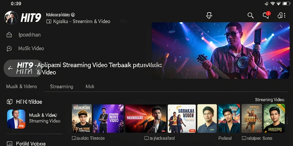 Tampilan antarmuka HIT9 yang menarik untuk aplikasi Streaming Video.