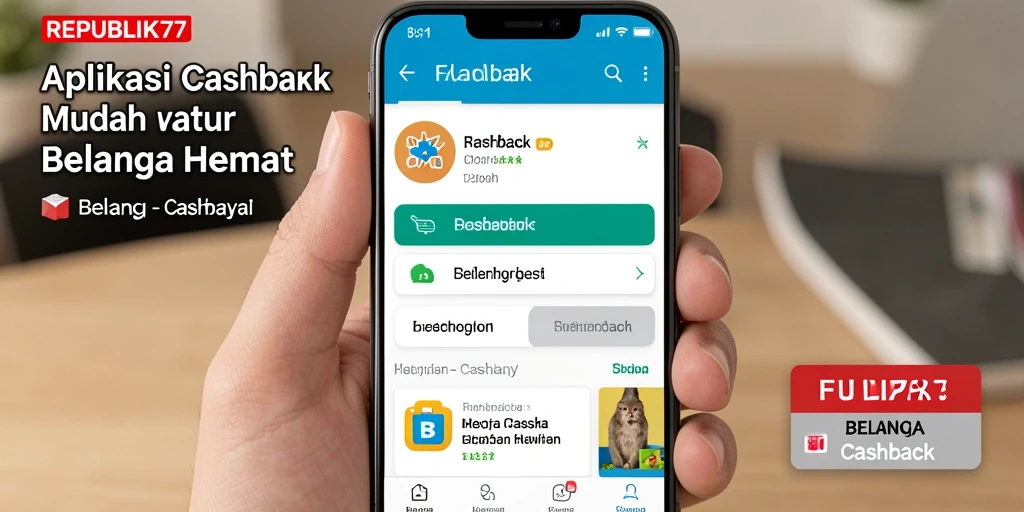 Tampilan antarmuka aplikasi REPUBLIK77 untuk fungsi Cashback yang mudah digunakan.